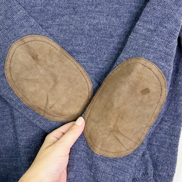 J. Crew Slim Fit Merino Wool V-Neck Elbow Patch Sweater in Blue Men’s Sz S - Picture 6 of 9